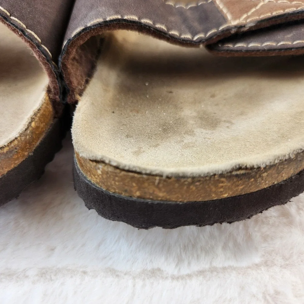 Natural by Live Mens Brown Two Strap Cork Slide Sandals Size 9.5 EUR 43